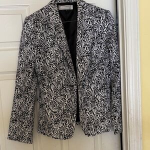 Tahari Black and White Patterned Blazer